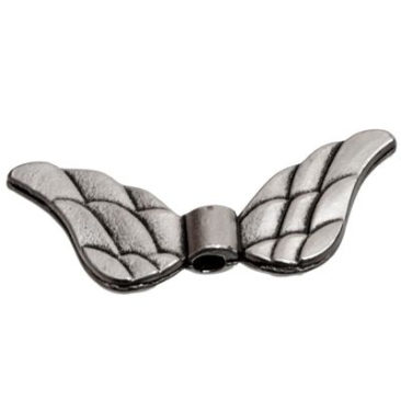 Perle métallique aile, env. 11 x 30 mm, argentée