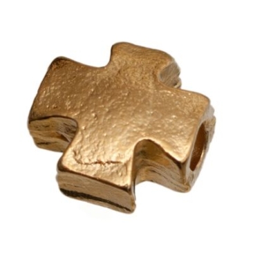 Metal bead cross, approx. 7.5 mm, gold-plated