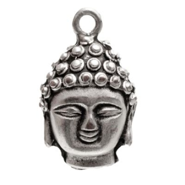 Pendentif métal Bouddha, env. 24 x 15 mm, argenté