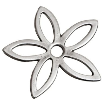 Metal element flower, approx. 37 mm, silver-plated