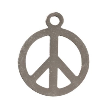 Metal filigree pendant, Peace, 11 mm, rhodium
