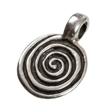 Metal pendant, snail, 25 x 18 mm, silver-plated