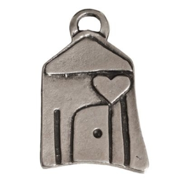 Metal pendant, house, 37 x 22 mm, silver-plated