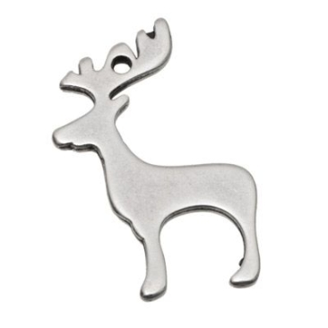 Metal pendant, stag, 39 x 23 mm, silver-plated
