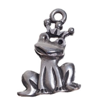 Pendentif métal, grenouille, 29 x 21 mm, argenté