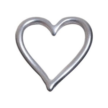 Metalen hanger, hart, 28 x 28 mm, verzilverd