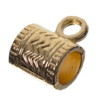 Perle métallique, cylindre avec oeillet, 12 x 9 mm, doré