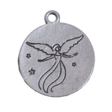 Pendentif métal, ange gardien, 20,4 x 17,5 mm, argenté