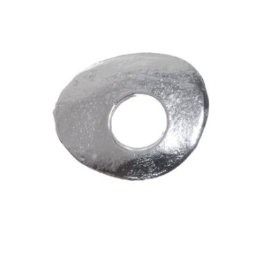 Metalen kraal, disc, 12 x 11 mm, verzilverd