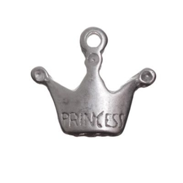 Metal pendant, crown, 16 x 18 mm, silver-plated