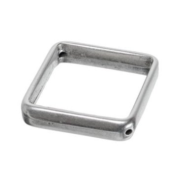Metal bead, open square, 32 x 32 mm, drilled crosswise