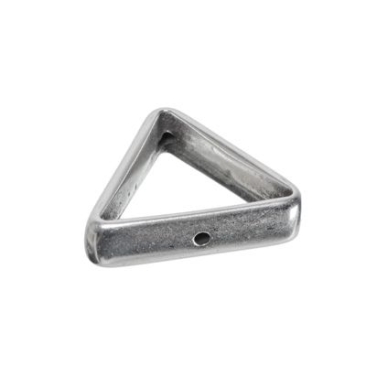 Metal bead, open triangle, 28 x 28 mm, silver plated