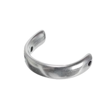 Metal bead, semicircle, 27 x18 mm, silver plated