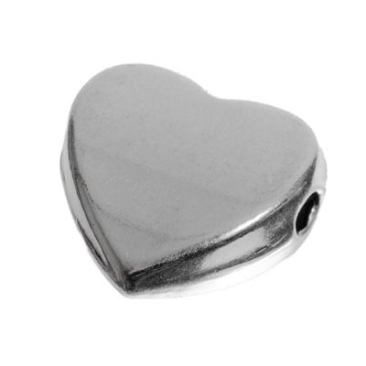 Perle en métal, coeur, 12 mm, argenté