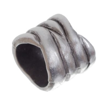 Metal bead with large hole, tube, 11 mm, silver plated