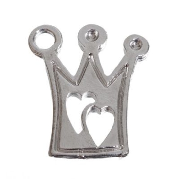 Metal pendant, crown, 21 x 18 mm, silver-plated