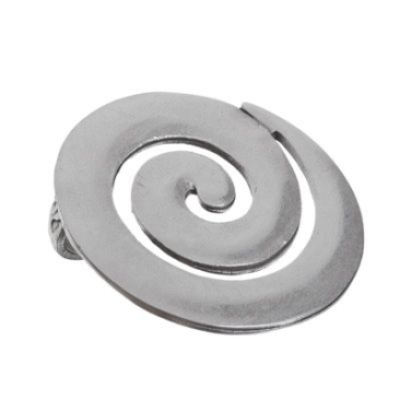Metal pendant, snail, XXL pendant, 43 mm, silver-plated