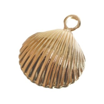 Metal pendant, shell, 26 x 21 mm, gold-plated