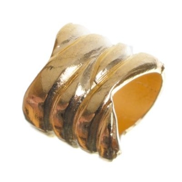Perle métallique à gros trous, tube, 11 mm, doré