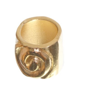 Metal bead with large hole, tube, 11 mm, gold-plated