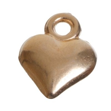 Metal pendant, heart, 14 x 11 mm, gold-plated