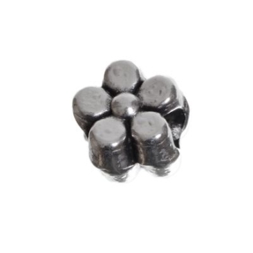 Metal bead, flower, 4.6 mm, silver plated
