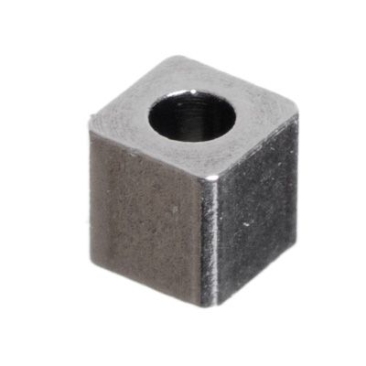 Metal bead, cube, 3 mm, silver-plated