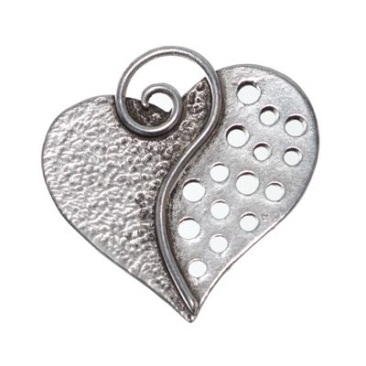 Metal pendant heart, approx. 43 x 43 mm, antique silver-plated