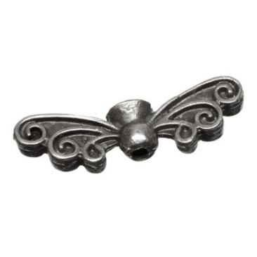 Perle métallique ailes d'ange, env. 19 x 8 mm, argentée