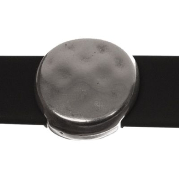 Perle métallique Slider / Perle coulissante disque, argentée, env. 13,3 mm