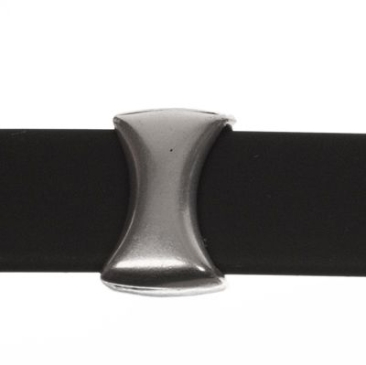 Perle métallique Slider / Perle coulissante rectangulaire, argentée, env. 13 x 8 mm