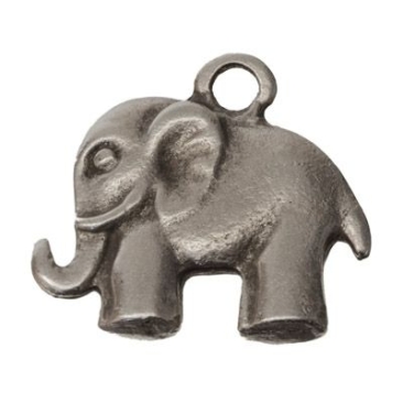 Metal pendant elephant, 30.6 x 27.9 mm, silver-plated