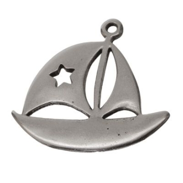 Metal pendant sailing ship, 26,3 x 28 mm,silver plated