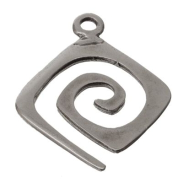 Pendentif métal spirale, 52,7 x 42,8 mm, argenté