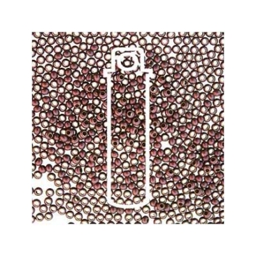 11/0 Metal Seed Bead Dark Brown, Round, 2 mm, Tube with approx. 13 grams (approx. 600 beads)