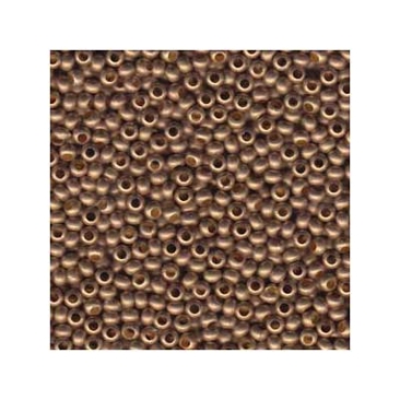 11/0 Metal Seed Bead Gold-coloured Matte, Round, 2 mm, Tube with approx. 13 grams (approx. 600 beads)