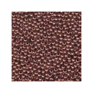 6/0 Metal Seed Bead Matte Copper, Round, 4 mm, Tube with approx. 28 grams (approx. 390 beads)