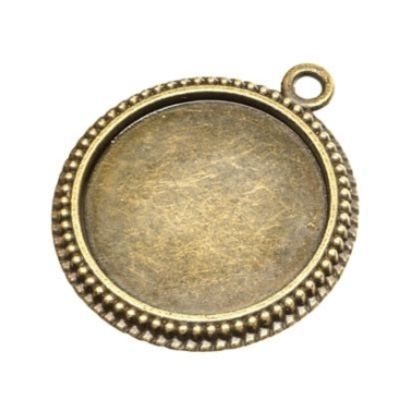 Pendentif/support pour cabochons, 25 mm, bronze antique