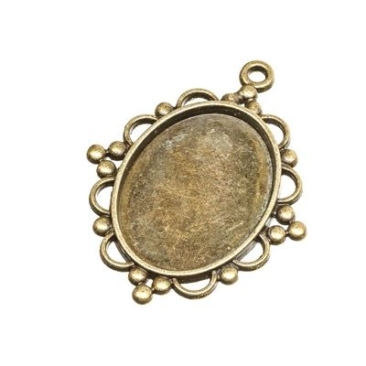 Pendant/setting for cabochons, 25 x18 mm, antique bronze-coloured