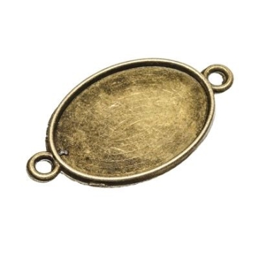 Pendant/setting for cabochons, 25 x18 mm, 2 eyelets, antique bronze-coloured