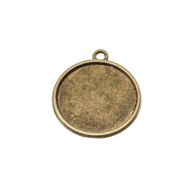 Pendant/setting for cabochons, round 20 mm, antique bronze-coloured