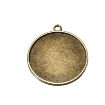 Pendentif/support pour cabochons, rond 25 mm, couleur bronze antique