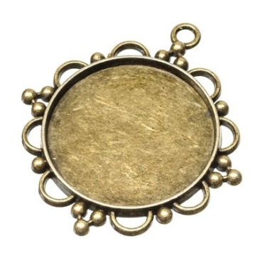 Pendant/setting for cabochons, round 30 mm, bronze-coloured