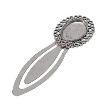 Bookmark for cabochons oval 18 x 13 mm, silver coloured