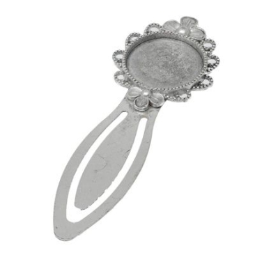 Bookmark for cabochons round 20 mm, silver coloured