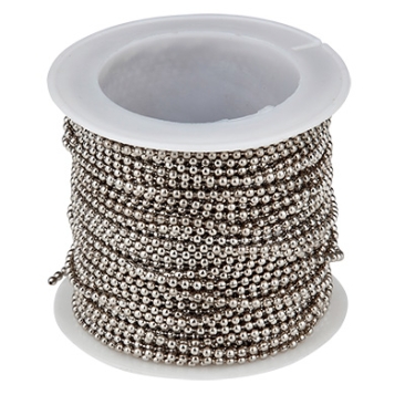 Ball chain, diameter 1.5 mm, roll with 10 m, silver-coloured