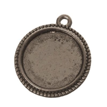 Pendant/setting for cabochons, round 16 mm, silver-coloured