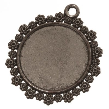 Pendant/setting for cabochons, round 20 mm, silver-coloured
