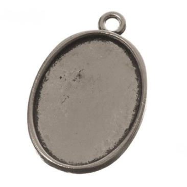 Pendant/setting for cabochons, oval 18 x 25 mm, silver-coloured