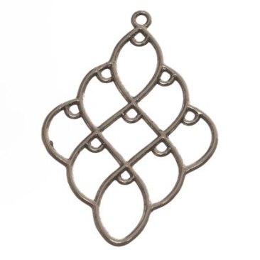 Pendant with eyelets, rhombus, 51 x 36 mm, silver-coloured